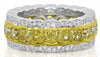 ESTATE 6.27CT WHITE & FANCY YELLOW DIAMOND 18KT 2 TONE GOLD CUSHION & ROUND RING