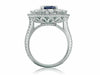 GIA CERTIFIED 5.98CT DIAMOND & AAA SAPPHIRE 18KT WHITE GOLD OVAL ENGAGEMENT RING