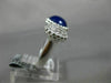 ESTATE .36CT DIAMOND & AAA CABOCHON LAPIS 14KT WHITE GOLD 3D CLUSTER ROUND RING