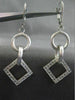 ESTATE .46CT DIAMOND 14K WHITE GOLD MATTE & SHINY CIRCLE SQUARE HANGING EARRINGS