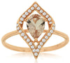 LARGE .79CT DIAMOND & AAA MORGANITE 14KT ROSE GOLD 3D PEAR SHAPE LEAF FUN RING