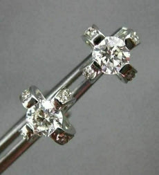 ESTATE 1.10CT DIAMOND 18KT WHITE GOLD SOLITAIRE FLOATING FLOWER EARRINGS #2409