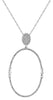 .38CT DIAMOND 14K WHITE GOLD 3D ROUND & BAGUETTE OPEN OVAL PAVE FLOATING PENDANT