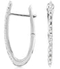 ESTATE .16CT DIAMOND 14KT WHITE GOLD ETOILE OVAL LEVERBACK HOOP HANGING EARRINGS