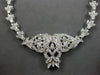 LARGE & LONG 3CT DIAMOND 14KT WHITE GOLD 3D DOUBLE HEART FILIGREE NECKLACE 28190