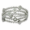 ESTATE .38CT DIAMOND 18KT WHITE GOLD 3D 4 LEAF CLOVER BEADED STACKABLE FUN RING
