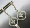 ESTATE 1.23CT DIAMOND 14KT WHITE GOLD 3D CLASSIC FLOWER HANGING EARRINGS