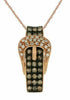 ESTATE .38CT WHITE & CHOCOLATE FANCY DIAMOND 14K ROSE GOLD BELT FLOATING PENDANT