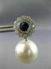 ESTATE 1.55CT DIAMOND AAA SAPPHIRE & SOUTH SEA PEARL 18KT WHITE GOLD 3D EARRINGS