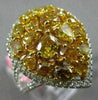 EXTRA LARGE 4.2CT WHITE & INTENSE YELLOW DIAMOND 18K 2 TONE GOLD PEAR SHAPE RING