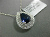 ESTATE 1.0CT DIAMOND & AAA SAPPHIRE 18KT WHITE GOLD TEAR DROP PEAR SHAPE PENDANT