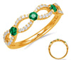 ESTATE .50CT DIAMOND & AAA EMERALD 14KT YELLOW GOLD 3D DOUBLE INFINITY LOVE RING