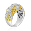 1.75CT DIAMOND & AAA YELLOW SAPPHIRE 14KT WHITE GOLD MULTI ROW FILIGREE FUN RING