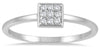ESTATE .09CT DIAMOND 14KT WHITE GOLD 3D CLASSIC ROUND PAVE SQUARE FUN LOVE RING