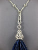LARGE 79CT DIAMOND & AAA SAPHIRE 14KT WHITE GOLD 3D LARIAT FUN ETERNITY NECKLACE