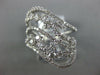 ESTATE LARGE 1.23CT DIAMOND 18K WHITE GOLD CLUSTER MULTI ROW WAVE SWIRL FUN RING