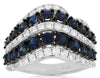 2.61CT DIAMOND & AAA SAPPHIRE 14KT WHITE GOLD MULTI ROW V SHAPE ANNIVERSARY RING