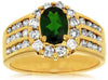 LARGE 1.85CT DIAMOND & AAA GREEN GARNET 14KT YELLOW GOLD FLOWER ENGAGEMENT RING