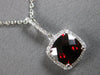 ESTATE 2.0CT DIAMOND & AAA GARNET 14K WHITE GOLD 3D CUSHION & ROUND HALO PENDANT