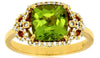 ESTATE 2.30CT DIAMOND & AAA PERIDOT 14KT YELLOW GOLD 3D CUSHION & ROUND FUN RING