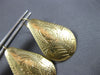 LARGE 14KT YELLOW GOLD TEAR DROP FLORAL HAND ETCHED FUN HANGING EARRINGS #28300