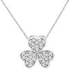 ESTATE .25CT DIAMOND 14KT WHITE GOLD TRIPLE HEART FLOWER LOVE FLOATING PENDANT
