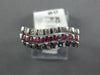 .54CT DIAMOND AAA BLUE & PINK SAPPHIRE 14KT WHITE GOLD MULTI ROW CURVED FUN RING