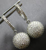 LARGE 2.42CT DIAMOND 14KT WHITE GOLD CIRCULAR DOME SHAPE HUGGIE HANGING EARRINGS