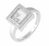 ESTATE .10CT DIAMOND 14KT WHITE GOLD 3D ROUND SQUARE 3 STONE FLOATING LOVE RING