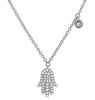 ESTATE 0.13CT DIAMOND 14KT WHITE GOLD CLASSIC BY THE YARD HAMSA LUCKY NECKLACE