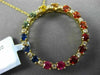 LARGE 1.20CT DIAMOND MULTI COLOR SAPPHIRE 14K YELLOW GOLD CIRCLE OF LIFE PENDANT