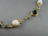 ANTIQUE 41.36CT FILIGREE CIRCLE ONYX & WHITE SAPPHIRE 14KT YELLOW GOLD NECKLACE