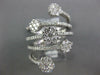 EXTRA LARGE 1.47CT DIAMOND 18K WHITE GOLD MULTI ROW CRISS CROSS FLOWER LOVE RING