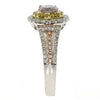 1.43CT WHITE PINK & FANCY YELLOW DIAMOND 18KT TRI COLOR GOLD 3D ENGAGEMENT RING