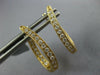 ESTATE 0.61CT DIAMOND 18KT YELLOW GOLD 3D INSIDE OUT OVAL HOOP HANGING EARRINGS