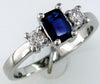 1.0CT DIAMOND & AAA SAPPHIRE 14KT WHITE GOLD EMERALD CUT & ROUND ENGAGEMENT RING
