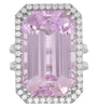 EXTRA LARGE 45.32CT DIAMOND & AAA KUNZITE 18KT WHITE GOLD HALO ENGAGEMENT RING