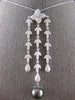 EXTRA LARGE 3.0CT DIAMOND & AAA TAHITIAN PEARL 18K WHITE GOLD CHANDELIER PENDANT