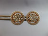 ESTATE LARGE 1.06CT DIAMOND 14KT ROSE GOLD 3D CLASSIC FLOWER HALO STUD EARRINGS