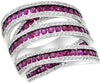 LARGE 5.40CT DIAMOND & AAA RUBY 18KT WHITE GOLD MULTI ROW FUN ANNIVERSARY RING