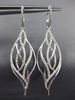 ESTATE LARGE .82CT ROUND DIAMOND 18K WHITE GOLD 3D CLASSIC LEAF HANGING EARRINGS