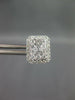 ESTATE LARGE .79CT DIAMOND 14KT WHITE GOLD 3D CLUSTER RECTANGULAR STUD EARRINGS