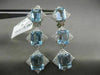 ESTATE LARGE 34.65CT DIAMOND & AAA AQUAMARINE 18K WHITE GOLD 3D HANGING EARRINGS