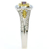 .42CT WHITE PINK & FANCY YELLOW DIAMOND 18KT TRI COLOR GOLD HALO ENGAGEMENT RING