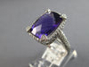 LARGE 6.34CT DIAMOND & AAA AMETHYST 14KT WHITE GOLD 3D CUSHION & ROUND HALO RING