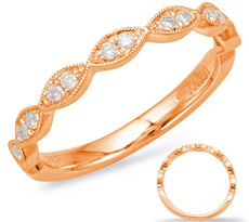 .17CT DIAMOND 14KT ROSE GOLD MULTI LEAF 3/4TH ETERNITY FILIGREE ANNIVERSARY RING