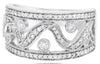 WIDE .68CT DIAMOND 14KT WHITE GOLD 3D OPEN FILIGREE CRISS CROSS SWIRL FUN RING