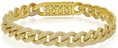 6.93CT DIAMOND 18KT YELLOW GOLD 3D CLASSIC CUBAN ETERNITY UNISEX TENNIS BRACELET