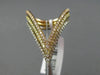 EXTRA LARGE .60CT DIAMOND 18K WHITE YELLOW & ROSE GOLD 3D THREE ROW V SHAPE RING