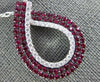 LARGE 1.72CT DIAMOND & AAA RUBY 18KT WHITE GOLD 3D TEAR DROP LOVE KNOT PENDANT